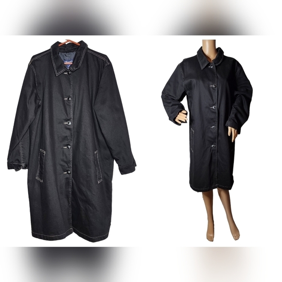 Denim&Co Jackets & Blazers - Denim&Co Black Denim Longline Button Jacket Women's Size 1X